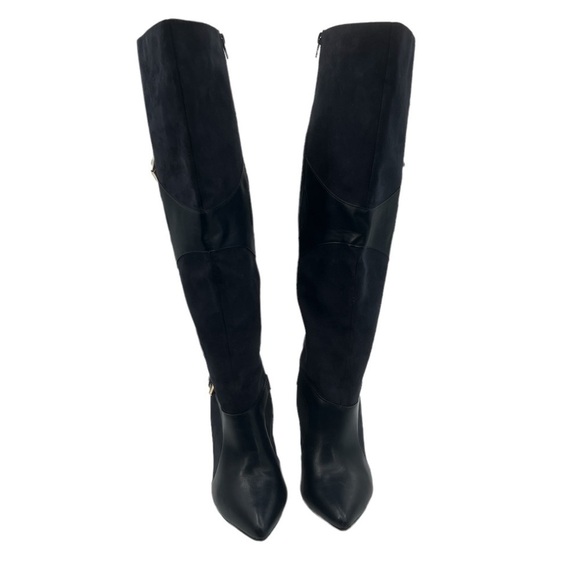 JUSTFAB Blue Yelda Buckle Tall Heeled Pointed Toe Boots Size 9.5 Women's - Picture 3 of 12